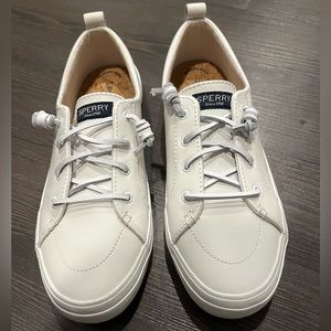 Women’s Sperry Docksiders, Size 8 1/2, white, brand new, original box included.